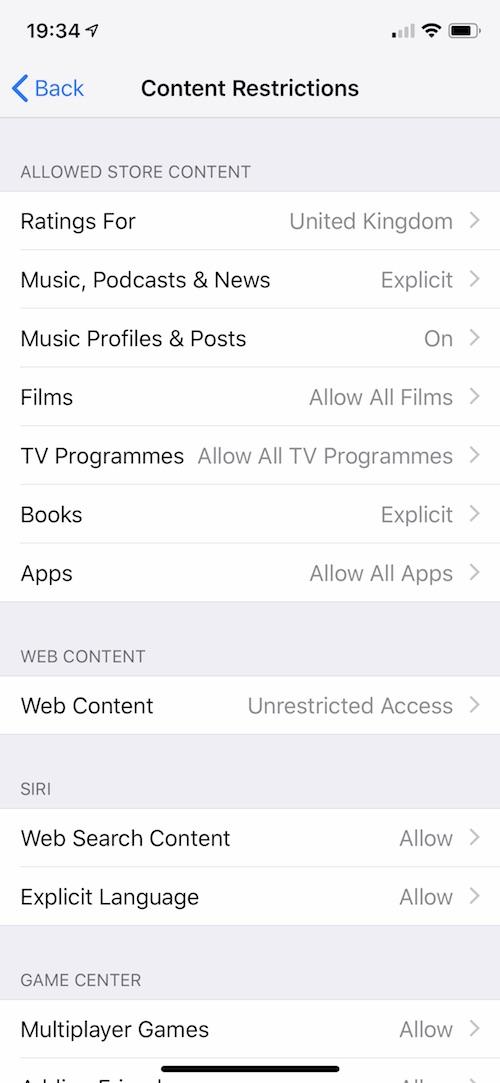 how to set up parental controls on an iPhone