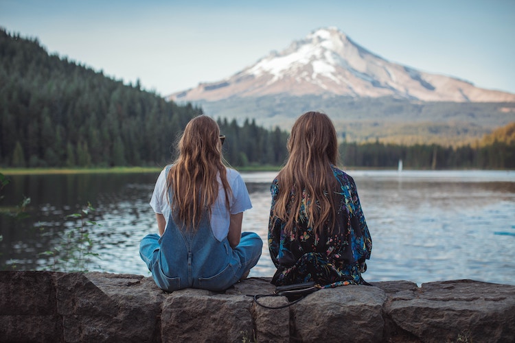 ghosting friends by a lake