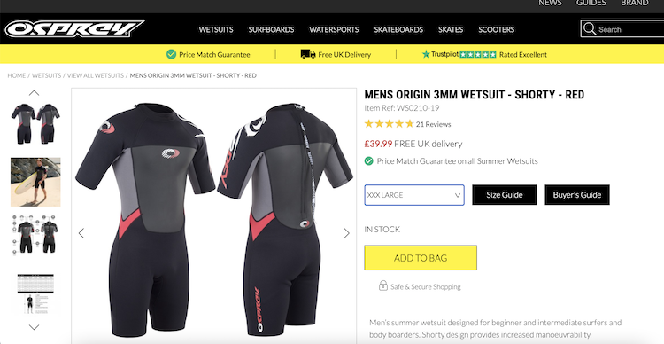 oxs wetsuit shorty 3XL